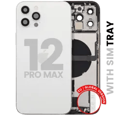 Baksida med laddningsport flex och smådelar för iPhone 12 Pro Max (EU / Global version) (Begagnad OEM-dragning: Klass B) (Silver)