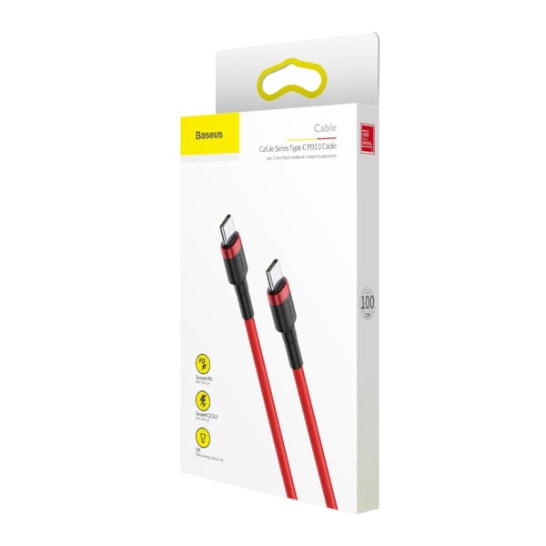 Baseus kabel Cafule PD 2.0 USB-C - USB-C 1,0m 3A röd 60W röd