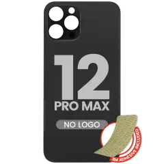 Bakglas med 3M-lim för iPhone 12 Pro Max (ingen logotyp / stort kamerahål) (grafit) svart