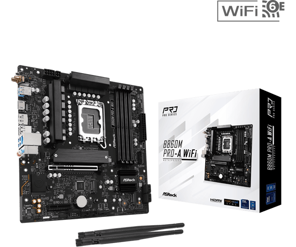 ASRock B860M Pro-A WiFi Micro ATX LGA1851 sokkel Intel B860