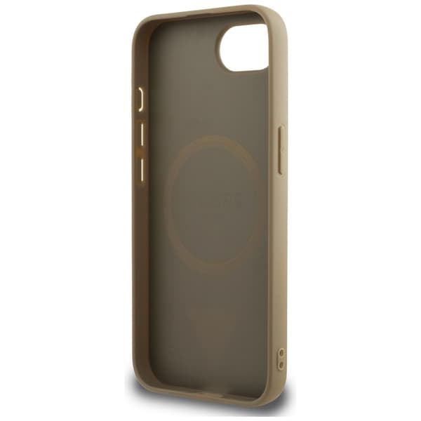 Guess HC MagSafe Grained PU Triangle Logo fodral för iPhone 16e brun brun