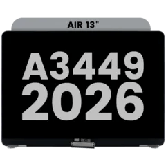Komplett LCD-skärmmontering för MacBook Air 13\" A3449 (2026) (Begagnad OEM-dragning: Klass A) (Starlight) vit
