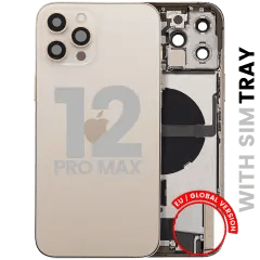 Baksida med laddningsport flex och smådelar för iPhone 12 Pro Max (EU / Global version) (Begagnad OEM-dragning: Klass B) (Guld) guld
