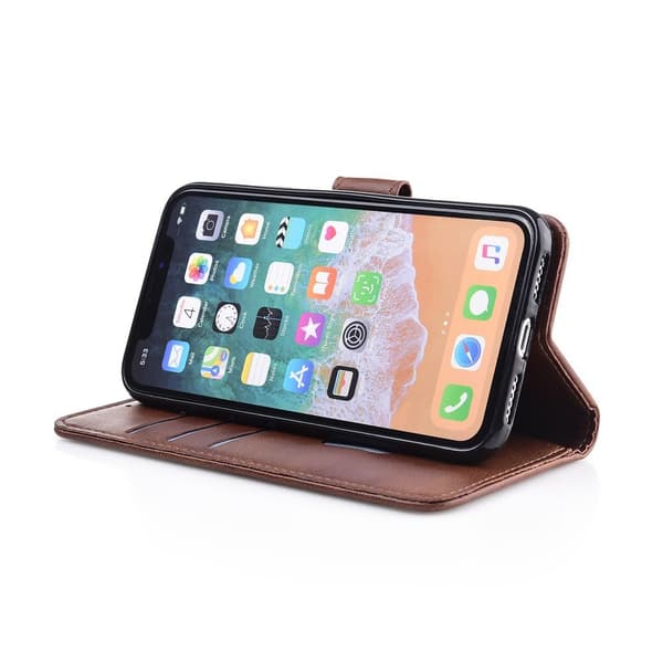 iphone 14 TPU-läder fodal mörkgrön vnröd
