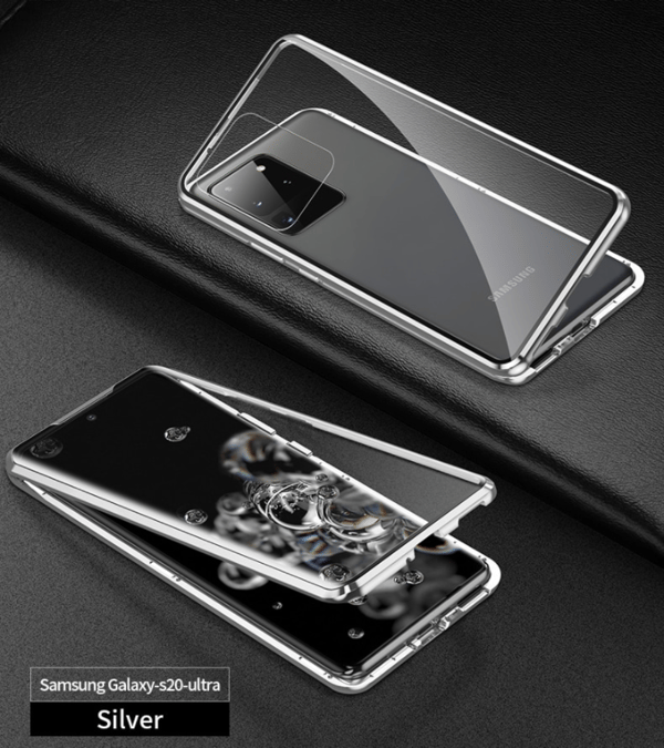 Dubbel magnetfodral för Samsung S20 – Silver silver