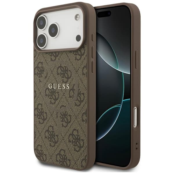 Guess 4G Ring Classic Logo MagSafe fodral för iPhone 17 Pro Max brun