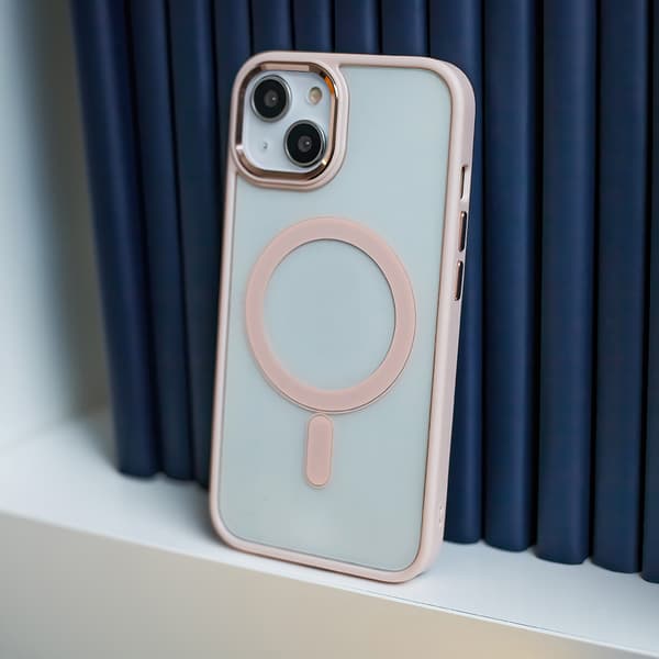 Satin Clear Mag-skal till iPhone 15 Pro Max 6,7\" rosa