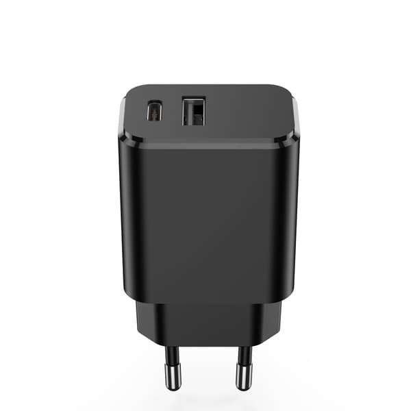 Setty laddare 1x USB + USB-C 3A 20W svart svart