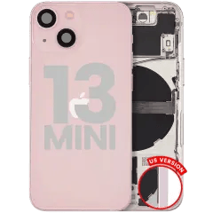 Baksida med smådelar för iPhone 13 Mini (amerikansk version) (begagnad OEM-del: Grade C) (rosa)