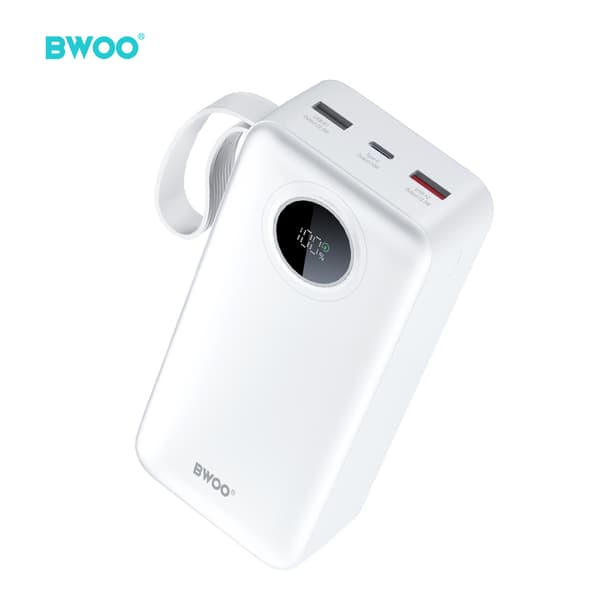 BWOO 22,5W 30000 mAh powerbank med LCD-skärm, vit