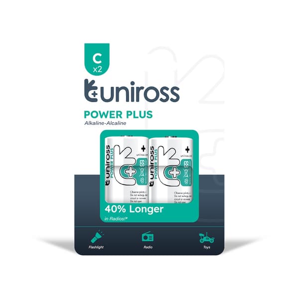Uniross Power Plus C / LR14 Standard Batteries 7000mAh, 2 pcs.