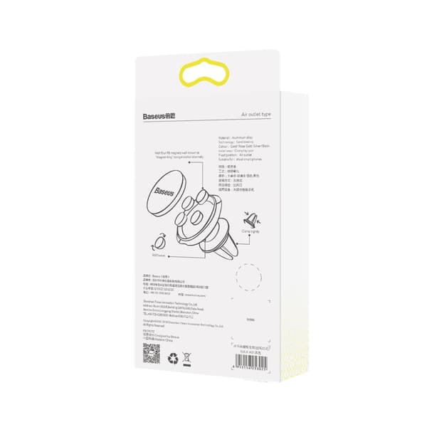 Bilhållare till ventilation för iPhone/Android - Baseus Small Ears Magnetisk, Svart, Aluminiumlegering