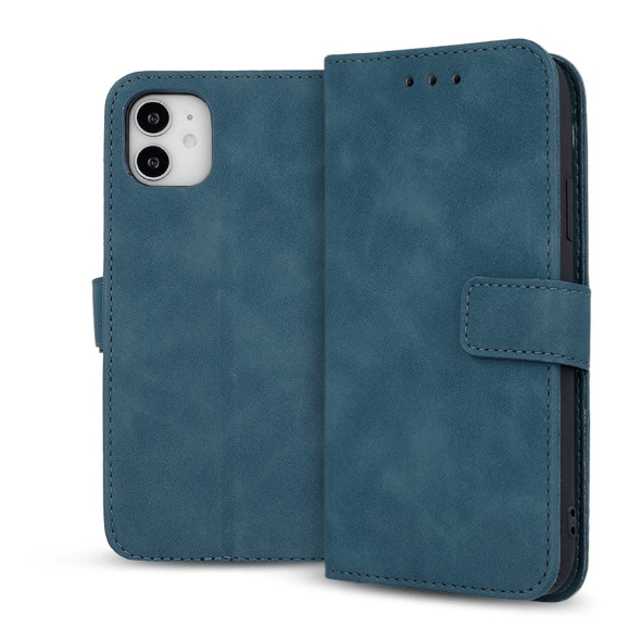 iphone 14 TPU-läder fodal mörkgrön vnröd