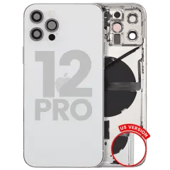 Baksida med smådelar för iPhone 12 Pro (amerikansk version) (begagnad OEM-del: B-klass) (silver)