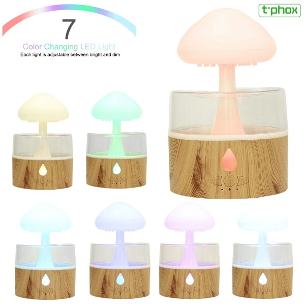 T-Phox Luftfuktare/diffuser med lampa regnmoln vit