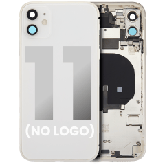 Baksida med förmonterade småkomponenter för iPhone 11 (ingen logotyp) (Aftermarket Plus) (vit)