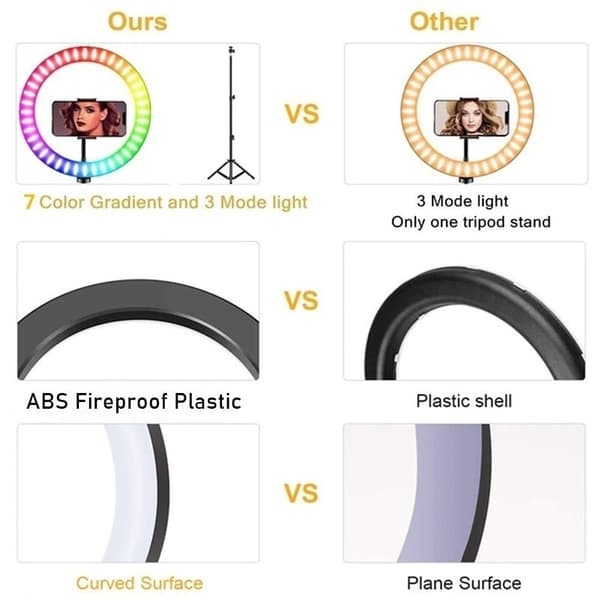 Tongdaytech Dimbar RGB LED Selfie Ring Fyllningsljus