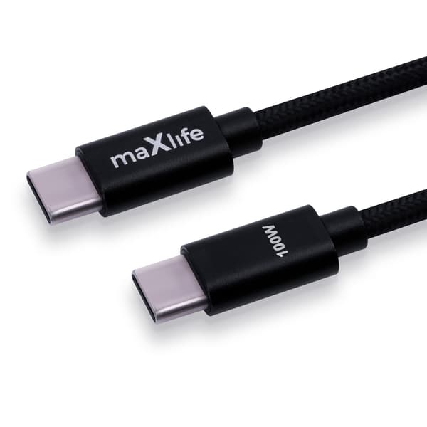 Maxlife MXUC-12 kabel USB-C - USB-C 2,0 m 100W svart svart