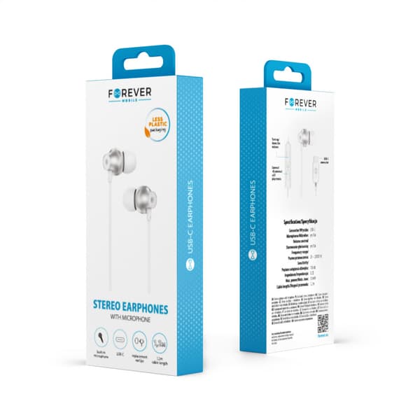 Forever trådbundna hörlurar EP-02 USB-C vit