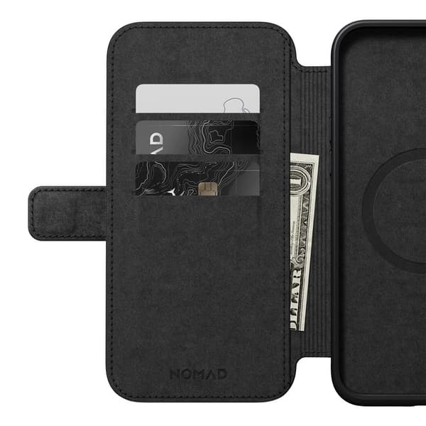 Nomad Modern Leather Folio-fodral för iPhone 15 Plus 6,7\" svart