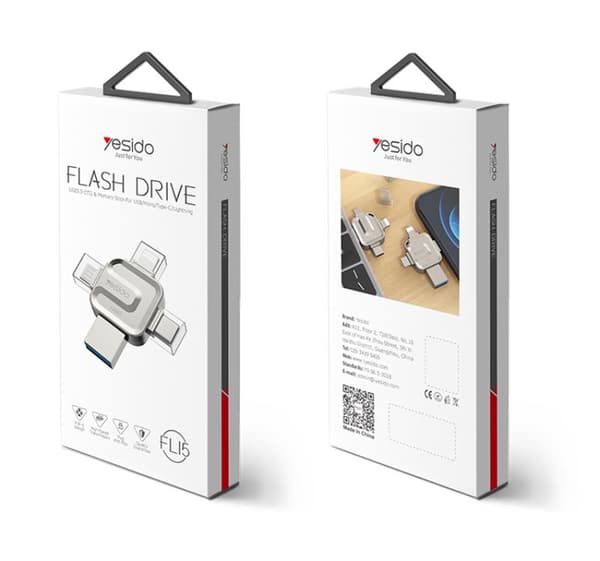 USB-minne 16GB för iPhone/Android/PC - OTG-adapter 4-i-1, USB 3.0, Silver
