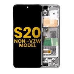 OLED-enhet med ram för Samsung Galaxy S20 5G (ej Verizon 5G UW-ram) (renoverad) (Cloud White) vit