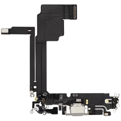 Laddningsport Flexkabel för iPhone 15 Pro Max (Begagnad OEM-dragning) (Vit Titan) vit