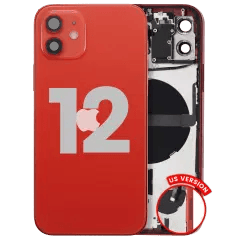 Baksida med smådelar för iPhone 12 (amerikansk version) (begagnad OEM-dragning: klass A) (röd) röd