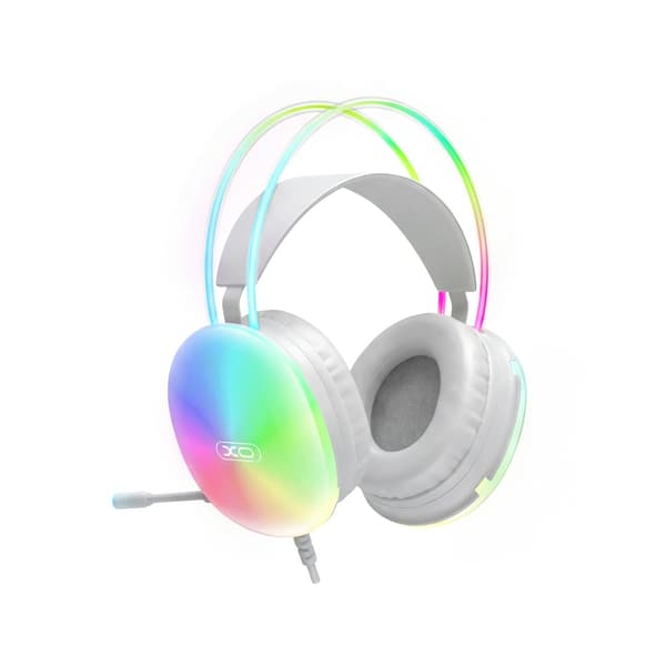 XO trådbundna hörlurar GE11 jack 3,5mm - USB-A vit RGB mikrofon röd