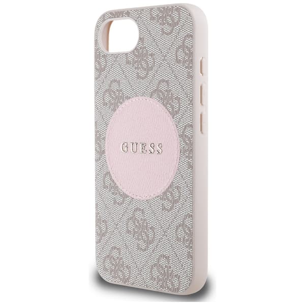 Guess HC MagSafe PU 4G Circle med klassisk logotypfodral för iPhone 16e Rosa