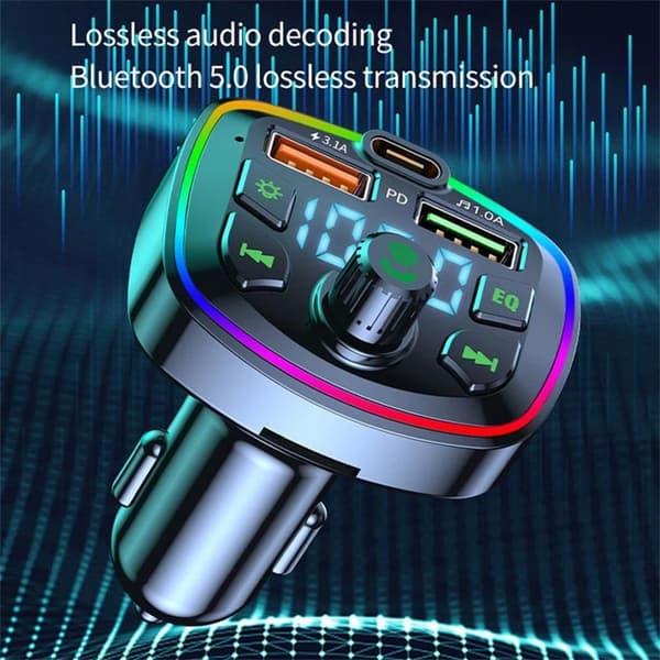 Bluetooth-FM-sändare med PD 18W Typ-C