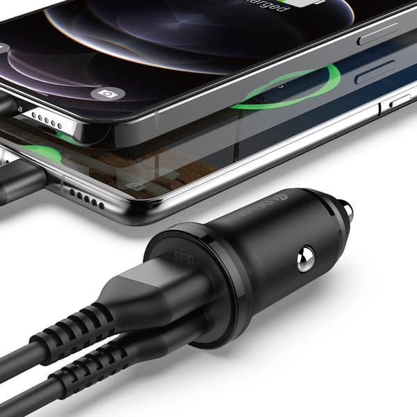 Devia billaddare Smart Mini PD QC 3 0 30W 1x USB 1x USB-C vit vit