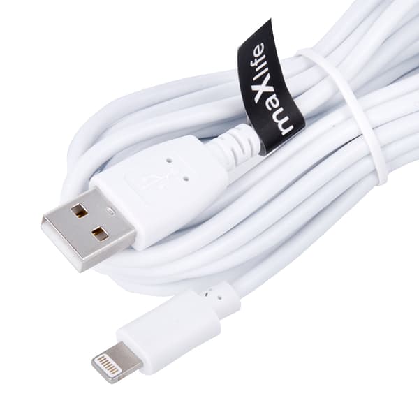Maxlife-kabel USB - Lightning 3,0 m 2A vit vit