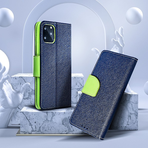 Fancy Book case for IPHONE 12 / 12 PRO navy/lime blå