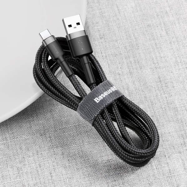 Baseus kabel Cafule USB - USB-C 0,5 m 3A grå-svart svart
