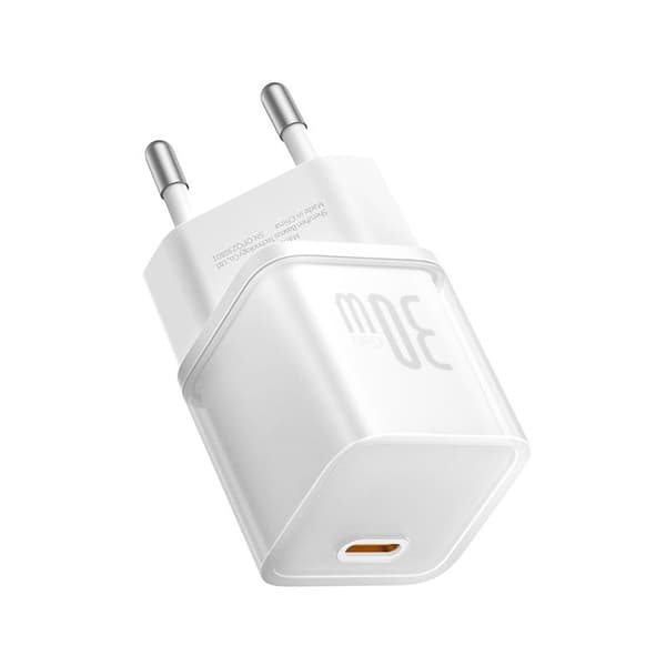 Baseus väggladdare GaN5 Mini PD 30W 1x USB-C månvitt