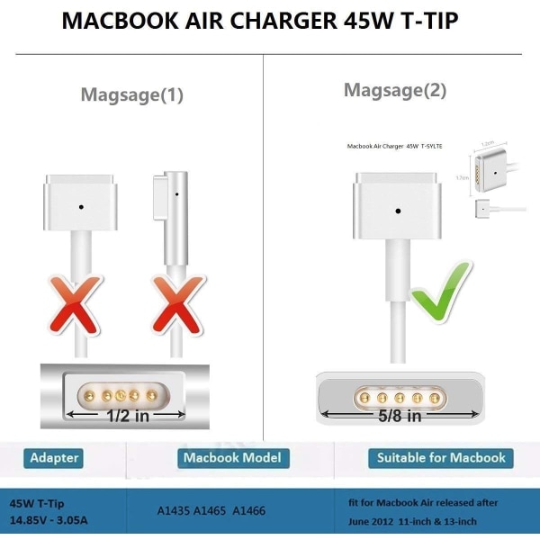 ersättning macbook laddare 45W