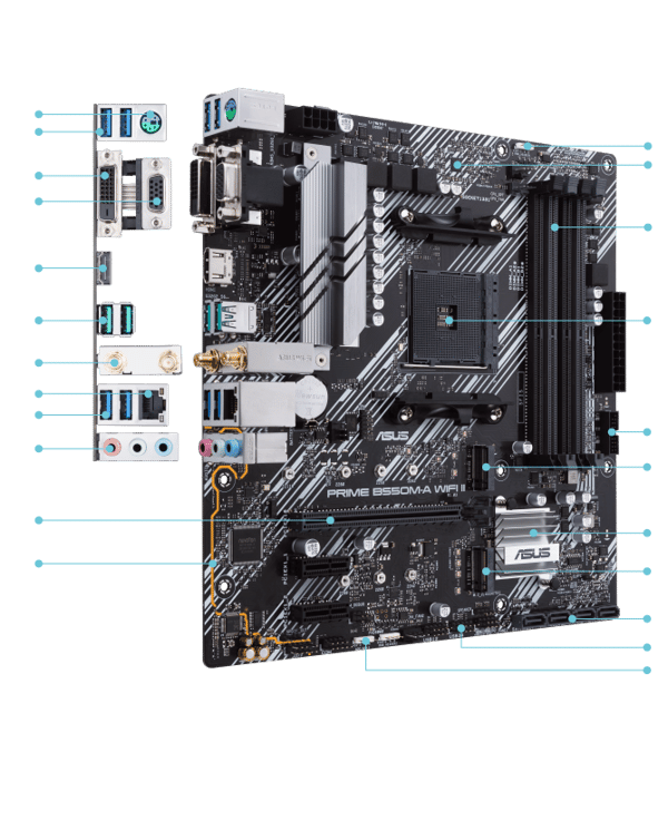 ASUS PRIME B550M-A WIFI II Micro-ATX AM4 AMD B550