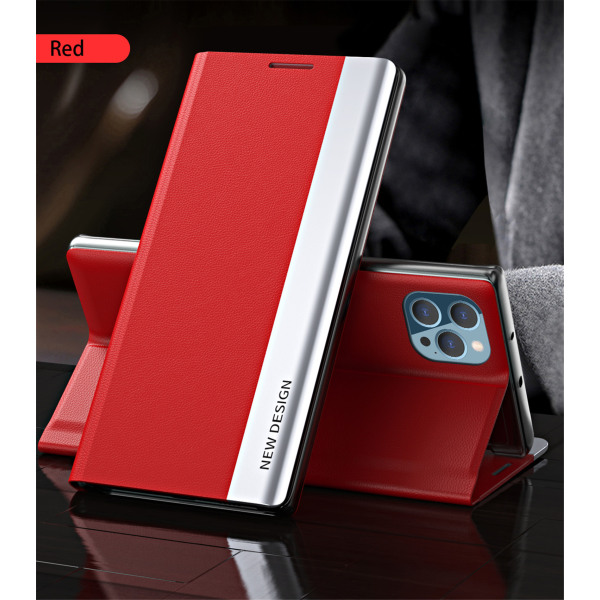 Magnetisk flipfodral för Iphone 15 pro max - röd röd