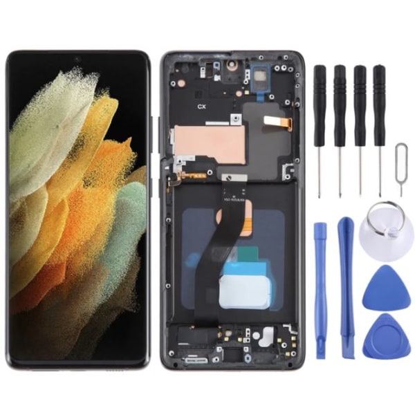 Samsung S21 ultra  Oled med ram svart Ersättningsskärm med verktyg