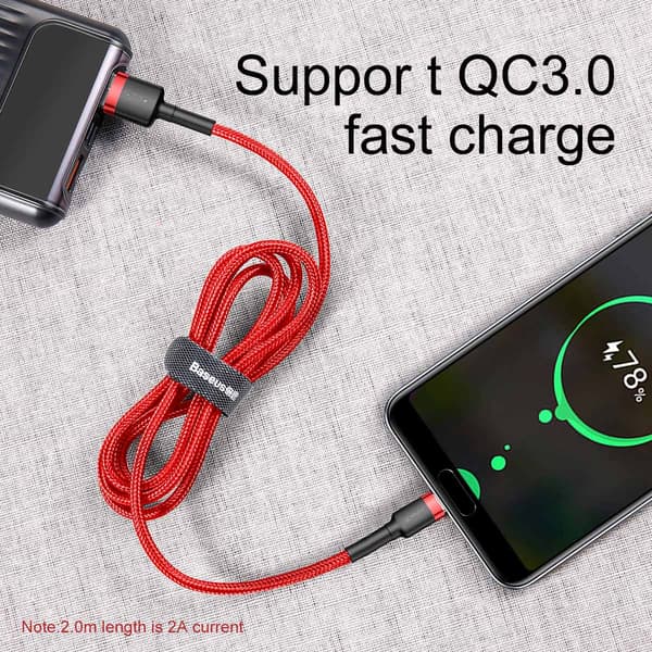 Baseus kabel Cafule USB - USB-C 0,5 m 3A röd