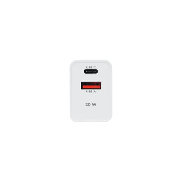 Maxlife MXTC-13-20AC PD QC laddare 1x USB-C 1x USB 20W vit vit