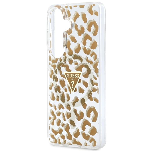 Guess fodral IML Leopard Print Triangle MagSafe för Samsung Galaxy S26 brun brun