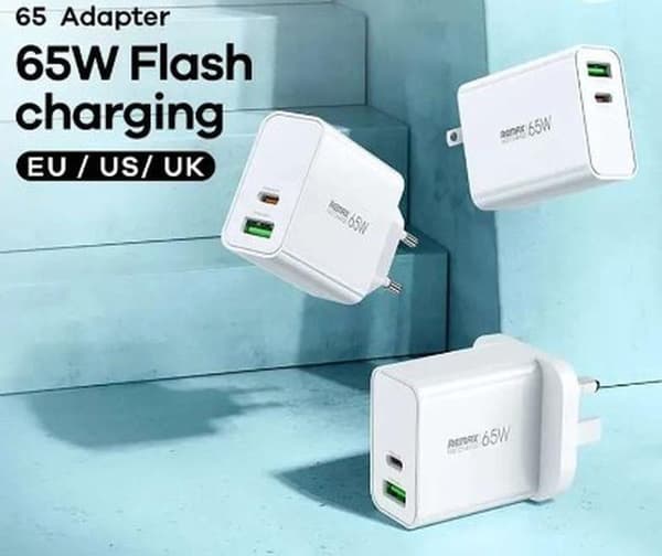 VÄGGLADDARE KIDDY SERIES 65w RP-U125 USB / USB-C vit vit