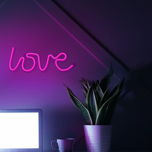 Neon LED-ljus KÄRLEK rosa Bat + USB FLNE05 Forever Light