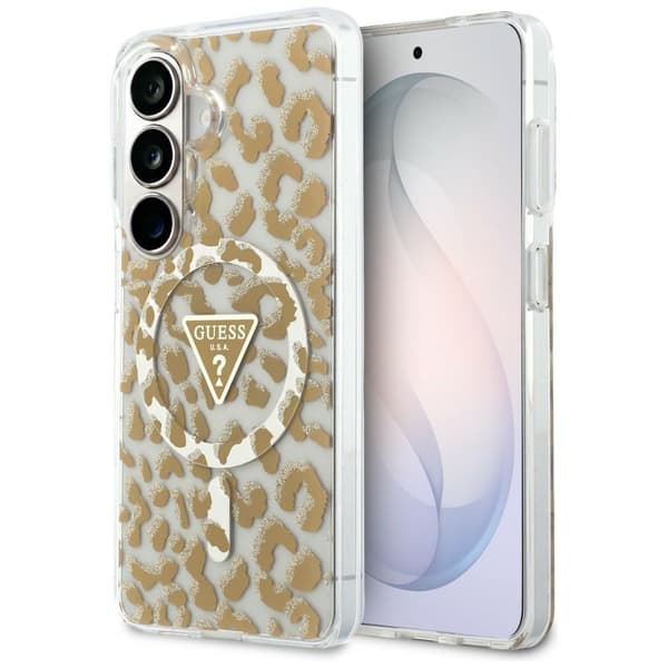 Guess fodral IML Leopard Print Triangle MagSafe för Samsung Galaxy S26 brun brun
