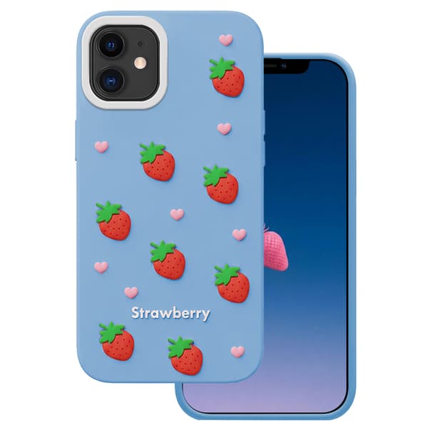 Jordgubbsskal för iPhone 11 blå blå