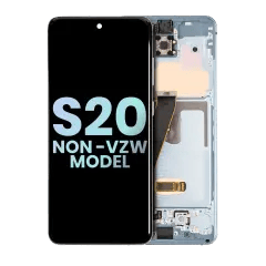 OLED-enhet med ram för Samsung Galaxy S20 5G (ej Verizon 5G UW-ram) (Service Pack) (Cloud Blue)