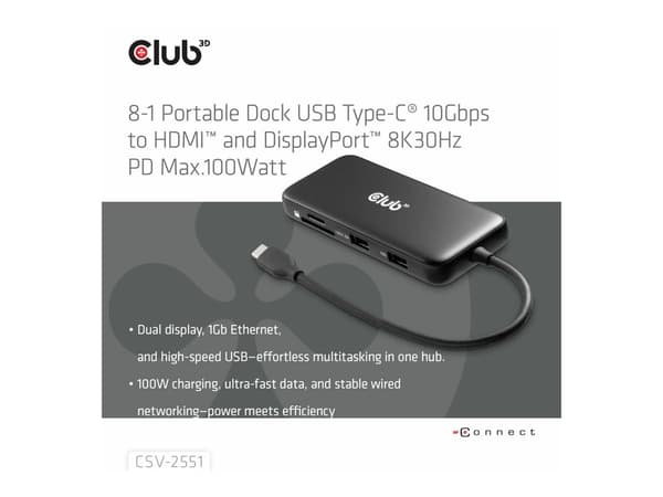 Club 3D 8-in-1 USB-C Dockingstation