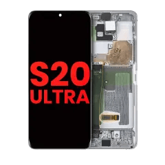 OLED-enhet med ram för Samsung Galaxy S20 Ultra 5G (Eftermarknad Plus) (Cloud White)